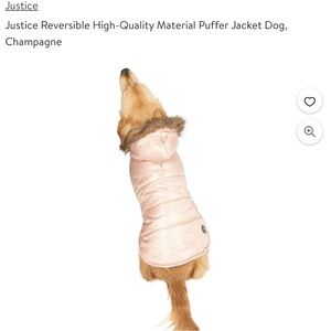 Justice Reversible Champagne Dog Puffer Jacket - Size Small - NWOT
